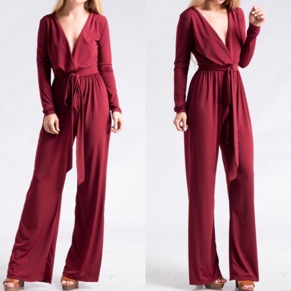 Pants - PRICE FIRM Burgundy jumpsuit.